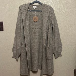 New with tags, Bibi hooded cardigan, size medium.